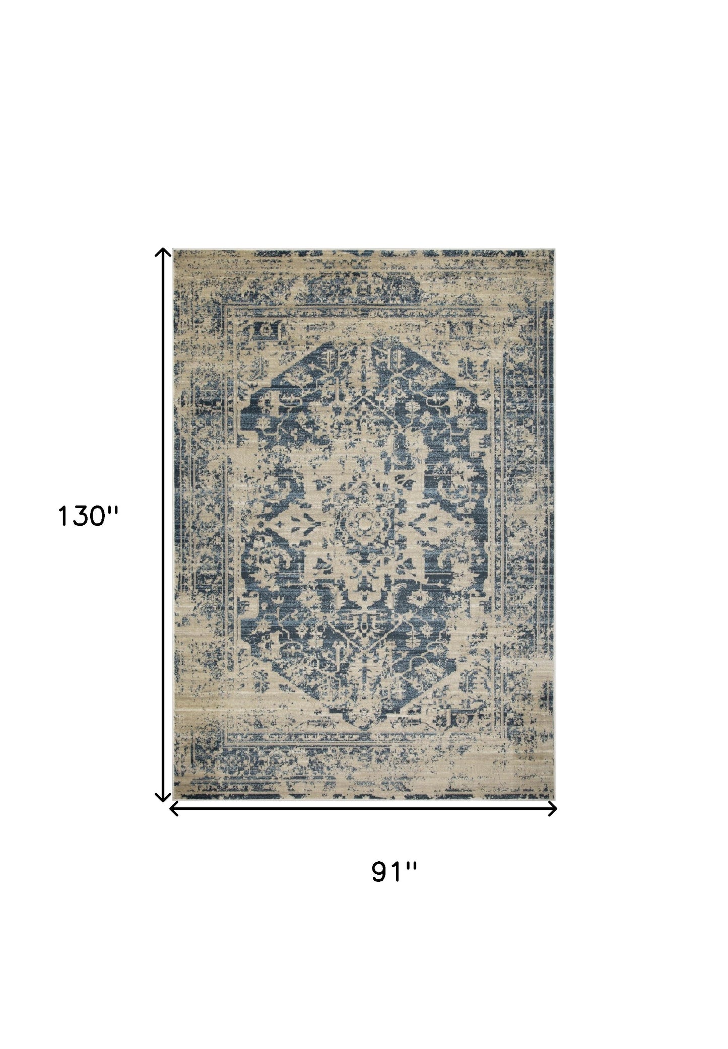 8' X 11' Ivory Oriental Area Rug