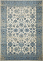 8' Ivory And Sky Blue Oriental Runner Rug