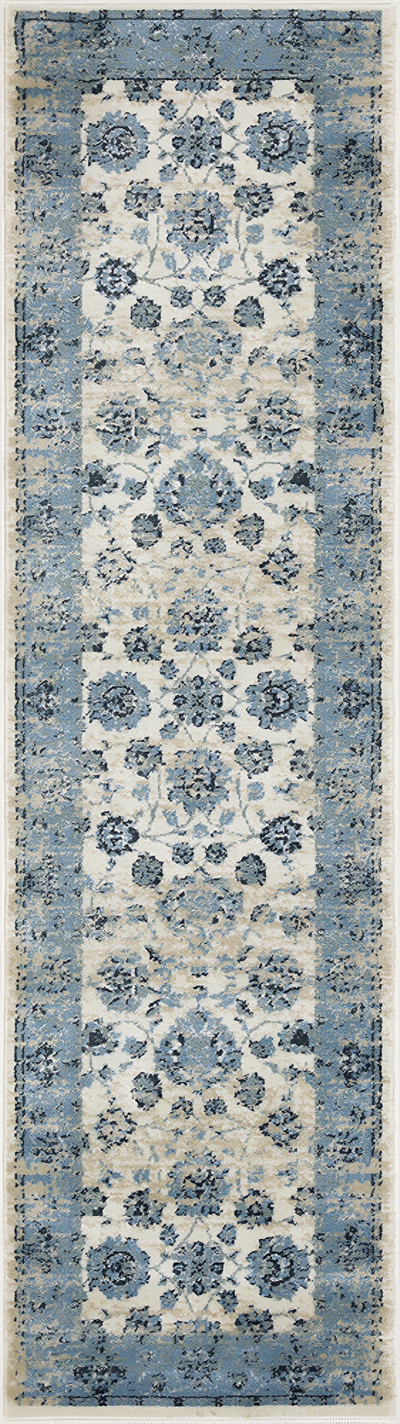 8' Runner Ivory Oriental Runner Rug