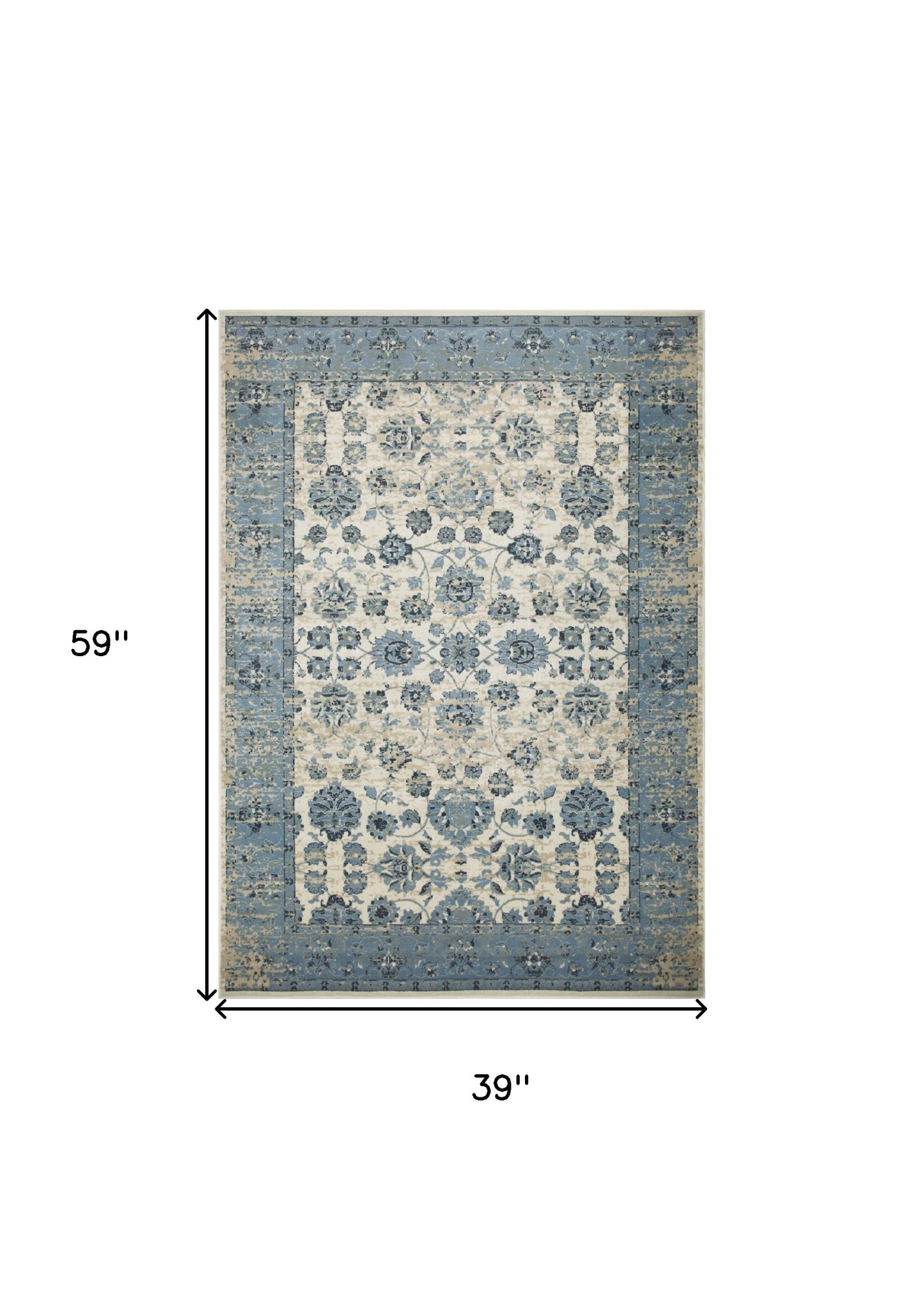 3' X 5' Ivory Oriental Area Rug