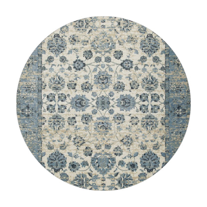 8' Ivory Round Oriental Area Rug