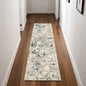 8' Runner Blue and Beige Abstract Runner Rug