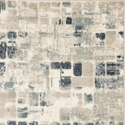 8' Blue And Beige Abstract Runner Rug