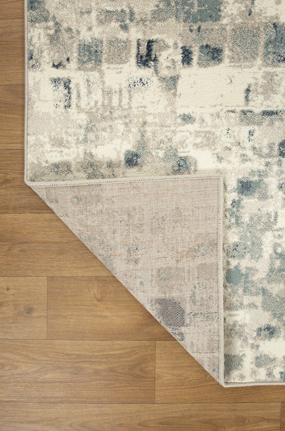 8' X 11' Blue and Beige Abstract Area Rug