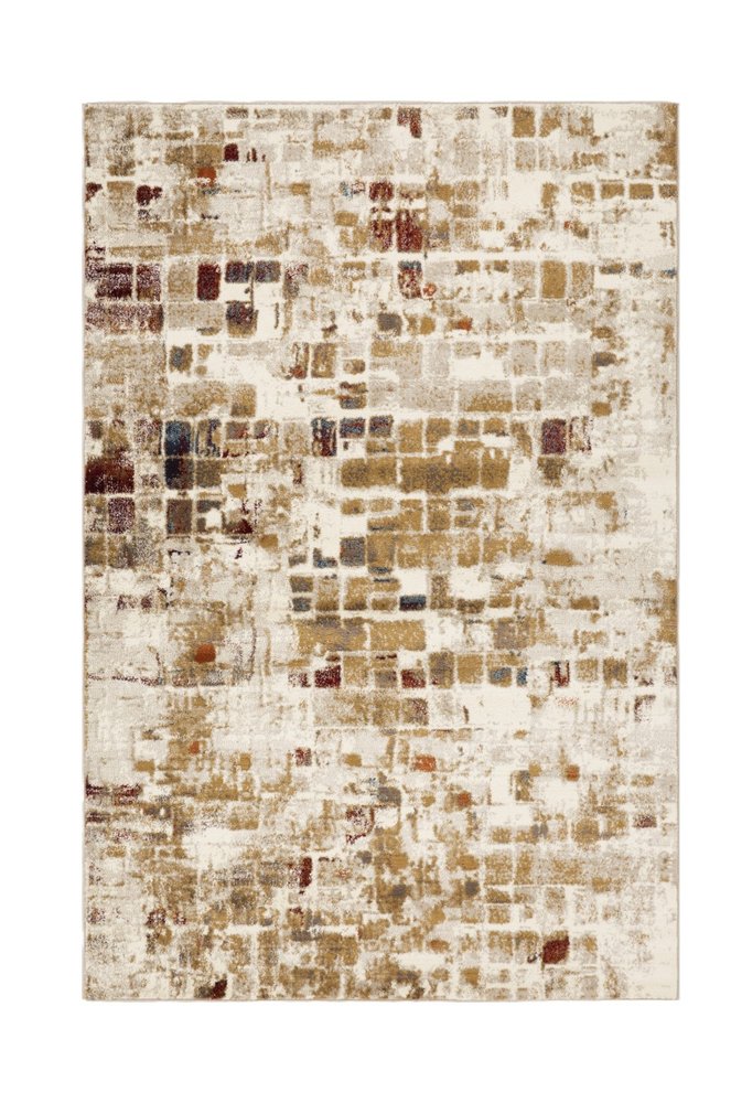 8' Natural And Brown Abstract Runner Rug
