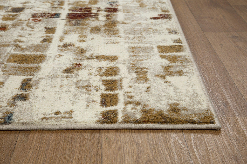 8' Runner Natural Abstract Area Rug