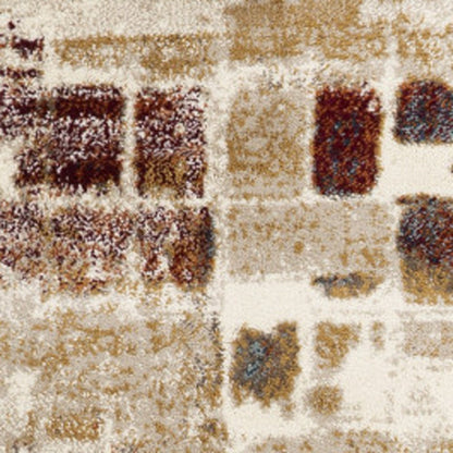 5' X 8' Natural And Brown Abstract Area Rug