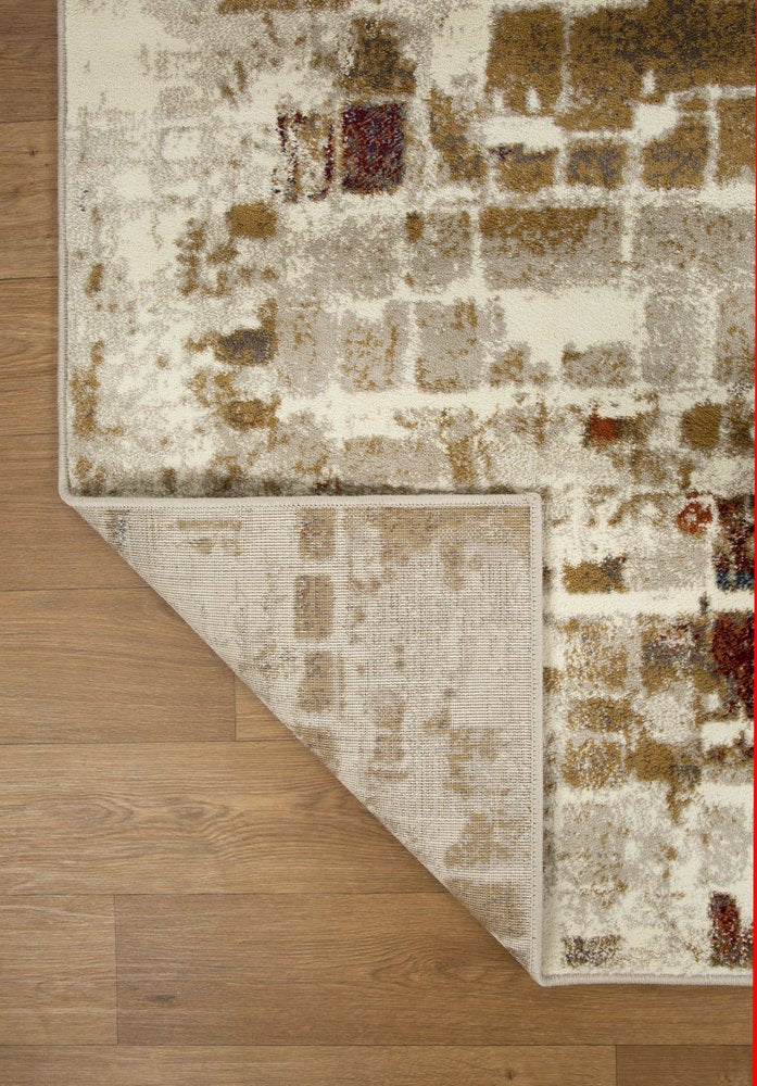 5' X 8' Natural And Brown Abstract Area Rug