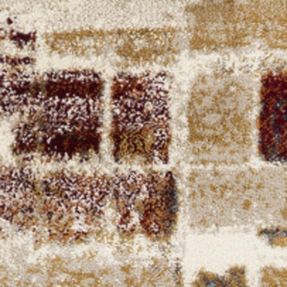 5' X 8' Natural And Brown Abstract Area Rug