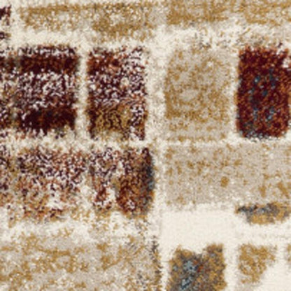 5' X 8' Natural And Brown Abstract Area Rug