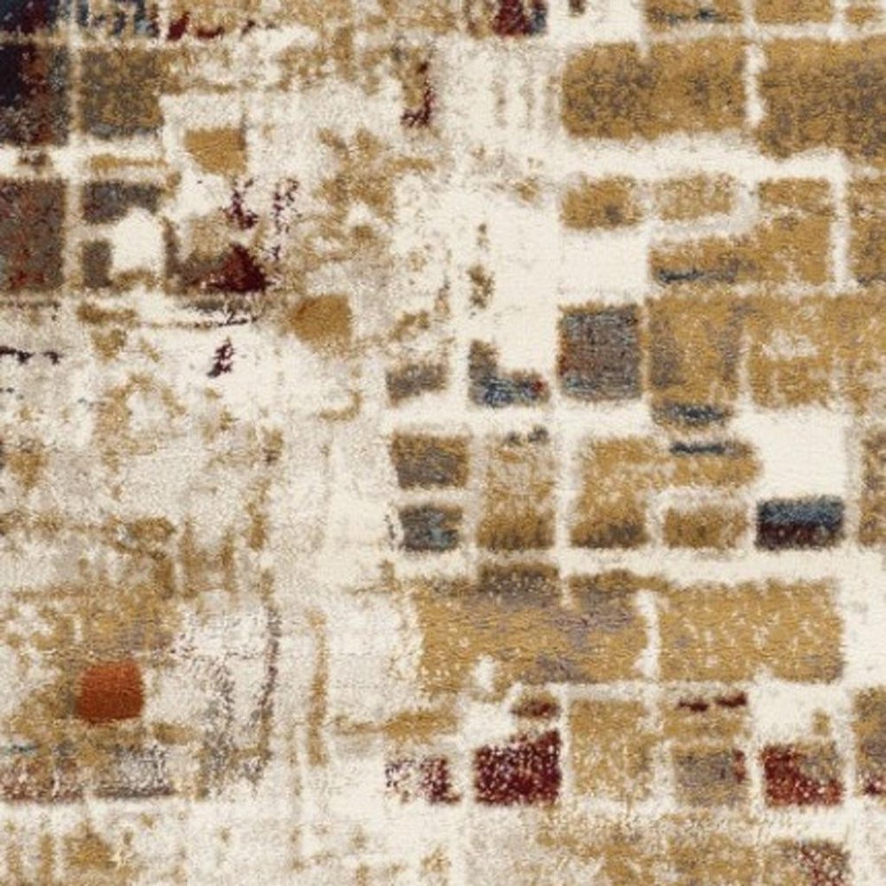 8' X 11' Natural And Brown Abstract Area Rug