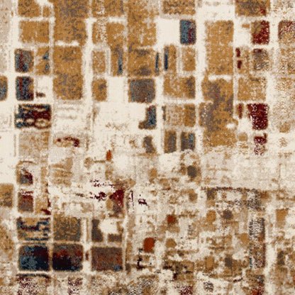 8' Natural And Brown Abstract Distressed Round Rug