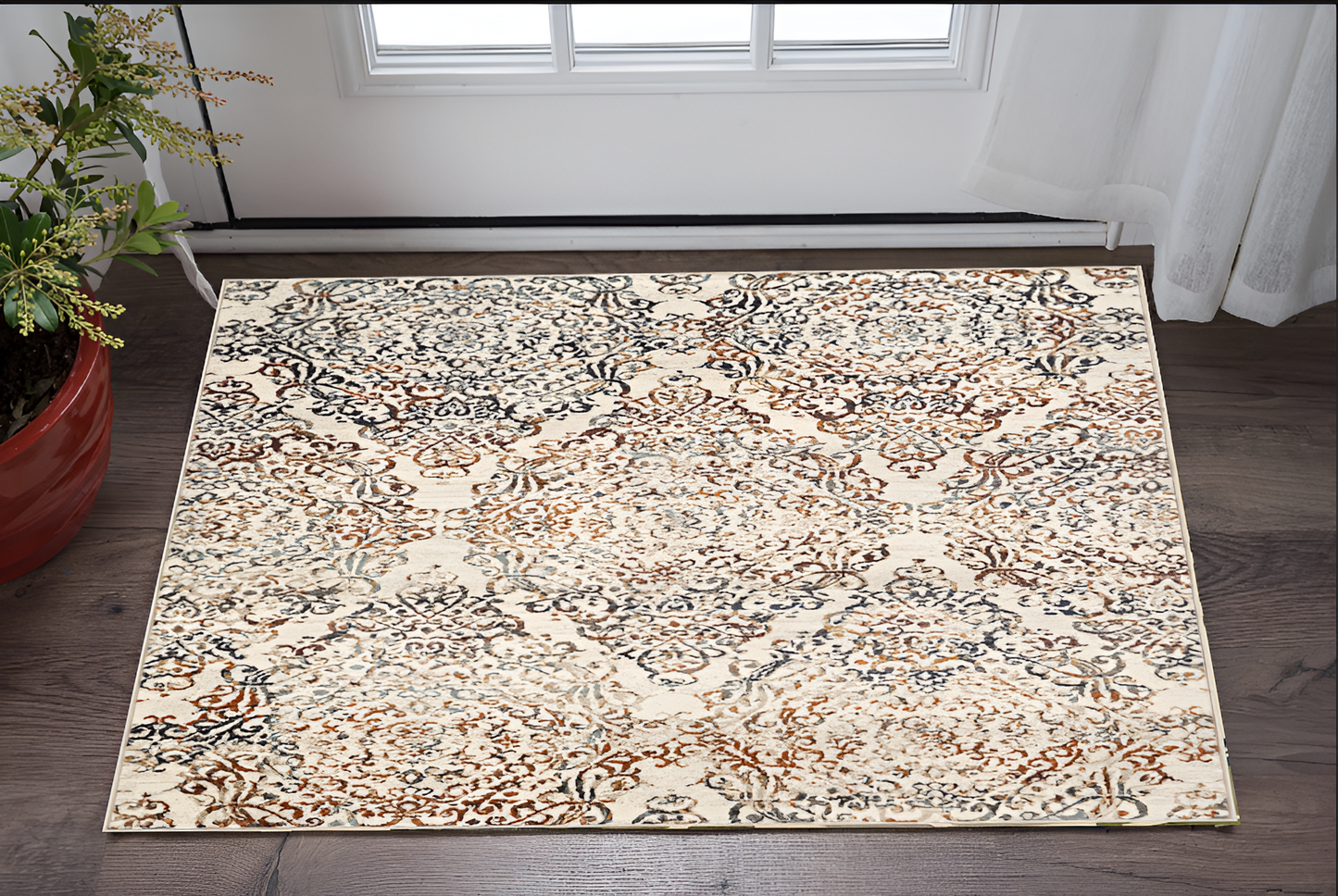 3' X 5' Ivory Oriental Area Rug