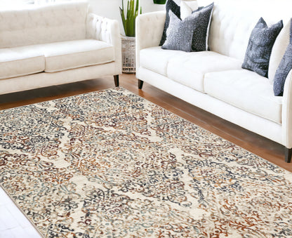 8' X 11' Ivory Oriental Area Rug