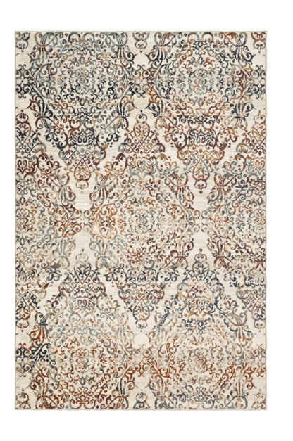 8' X 11' Ivory Rust And Green Oriental Area Rug