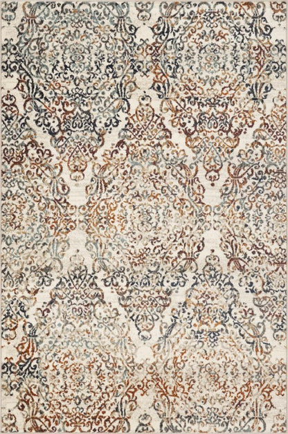 8' X 11' Ivory Rust And Green Oriental Area Rug