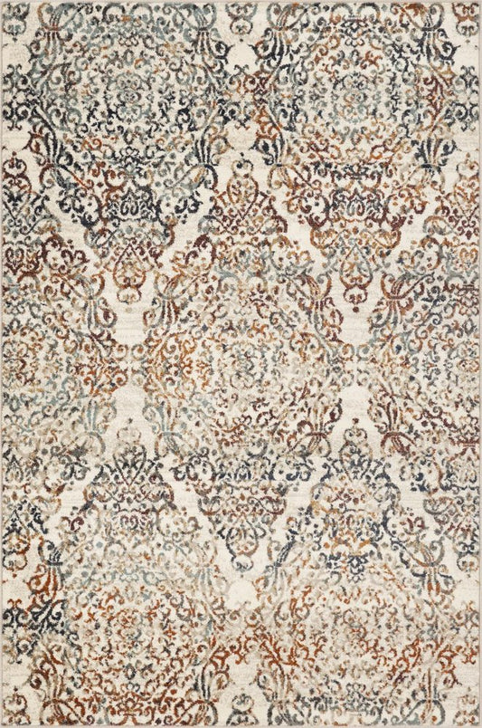 8' X 11' Ivory Rust And Green Oriental Area Rug