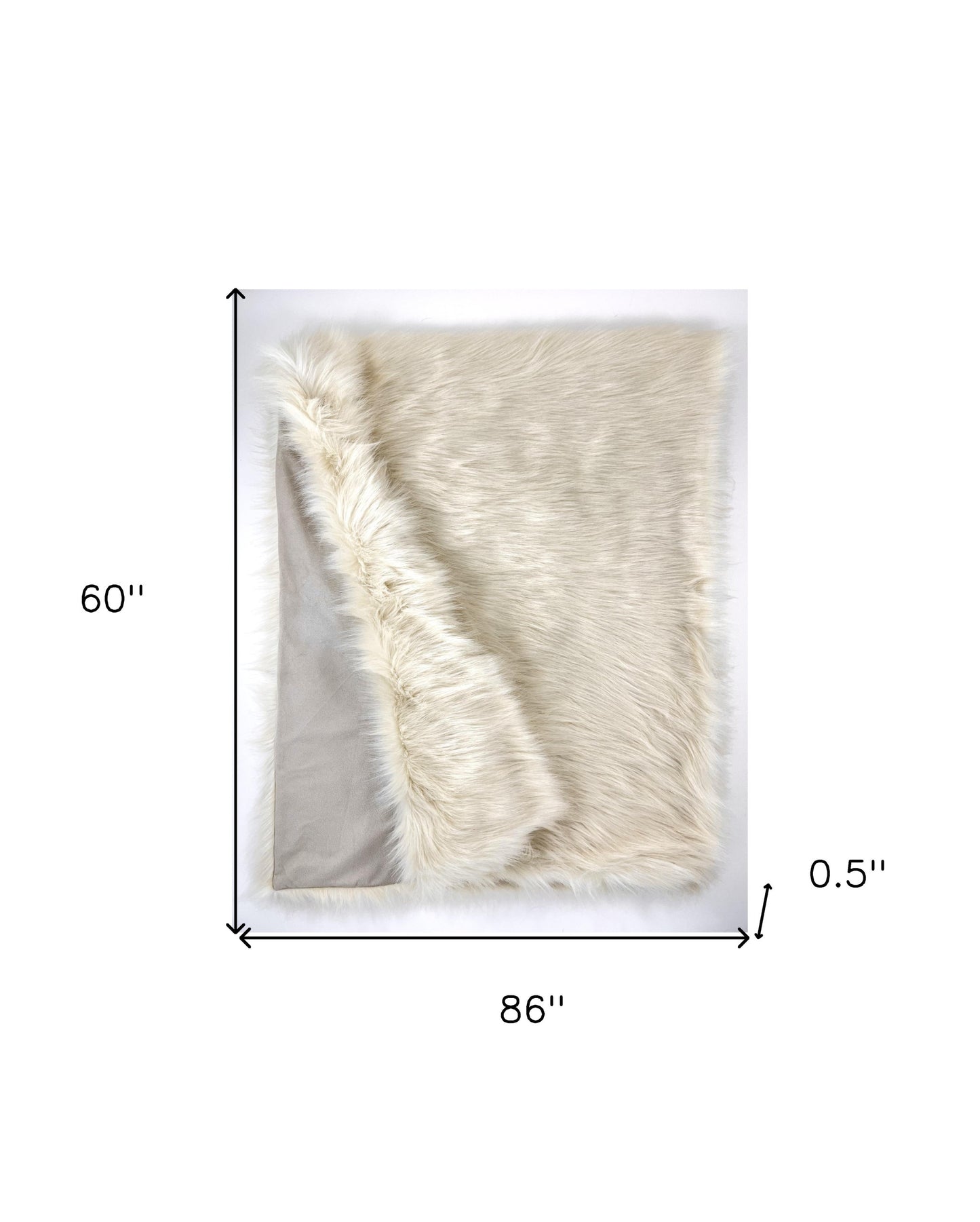 60" x 86" Royal White Long Hair Faux Fur Throw