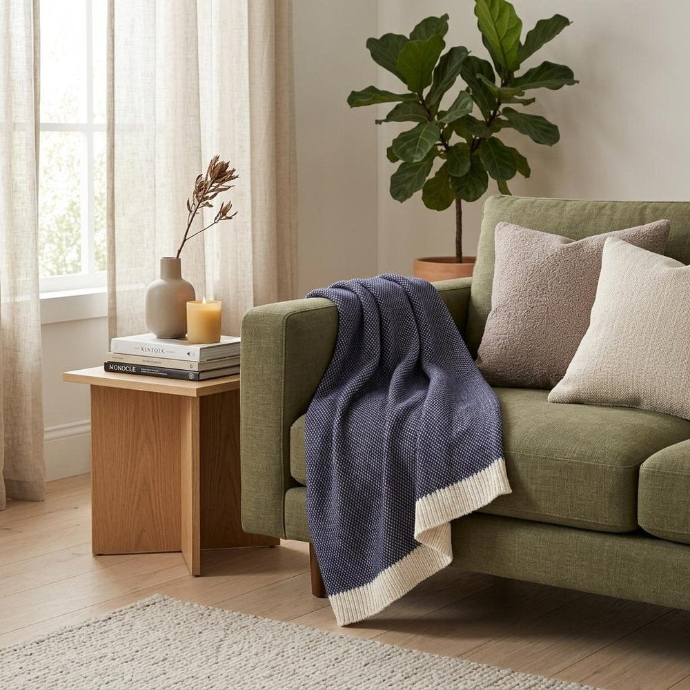 Soft Navy Blue Links Pattern Throw Blanket