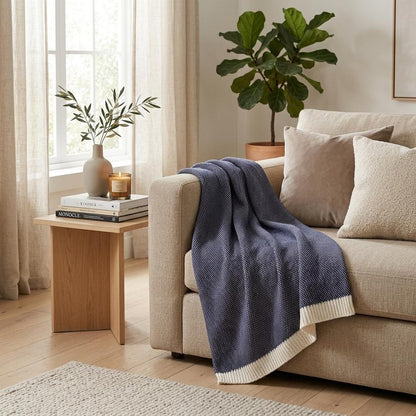 Soft Navy Blue Links Pattern Throw Blanket