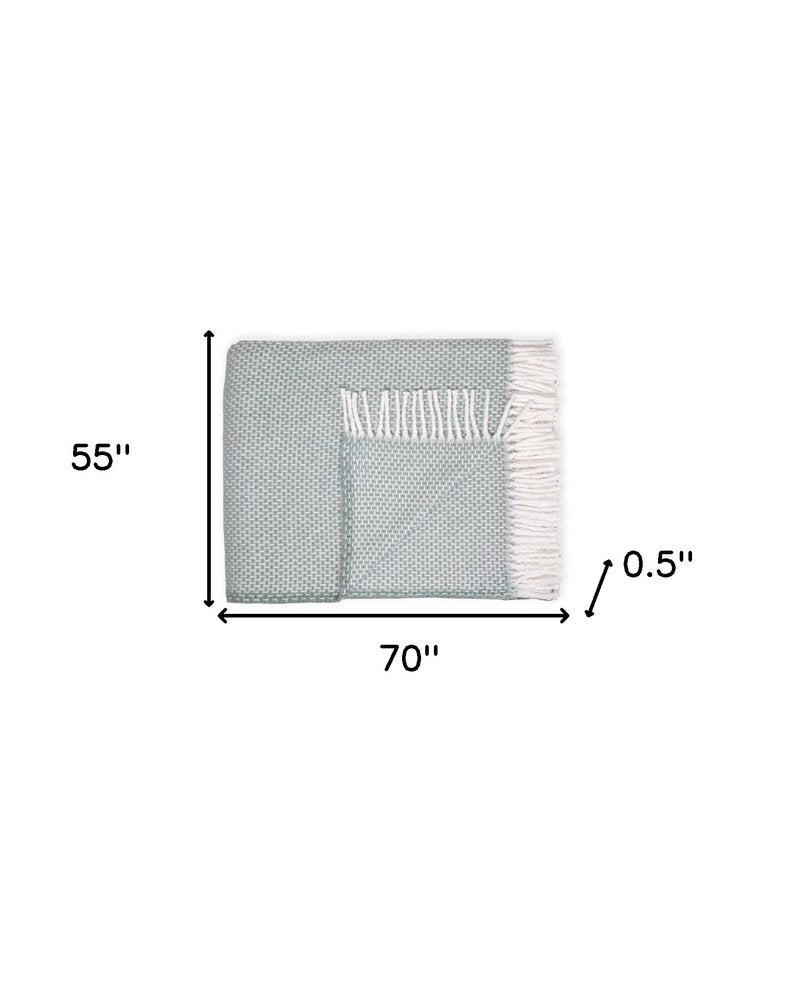 55" X 70" Sage Cotton Blend Woven Throw Blanket