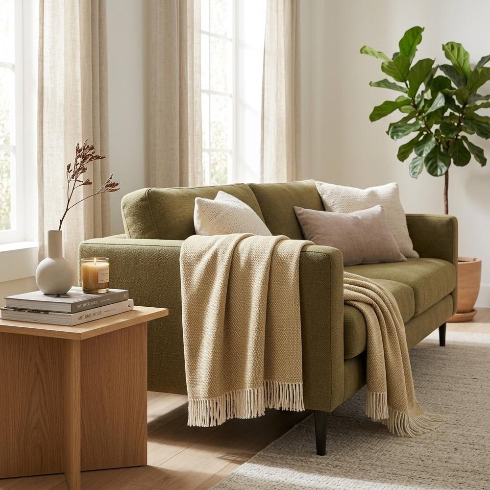 Soft Yellow Stone Links Pattern Throw Blanket