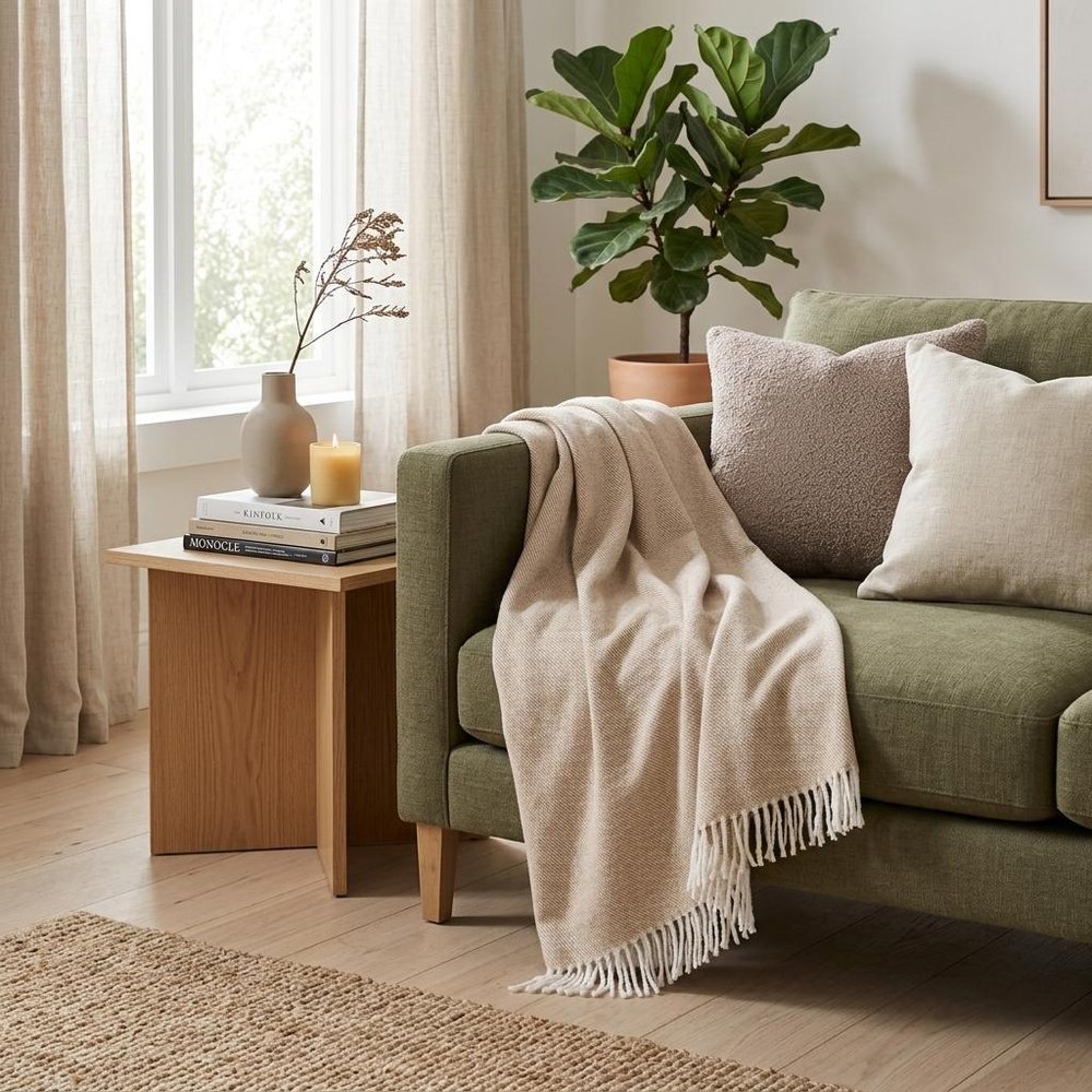 Stone Mini Dot Fringed Throw Blanket