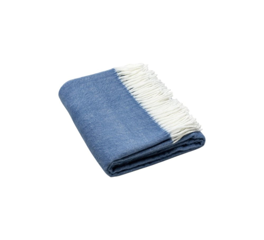 50" X 60" Denim Blue Woven Herringbone Plush Throw Blanket