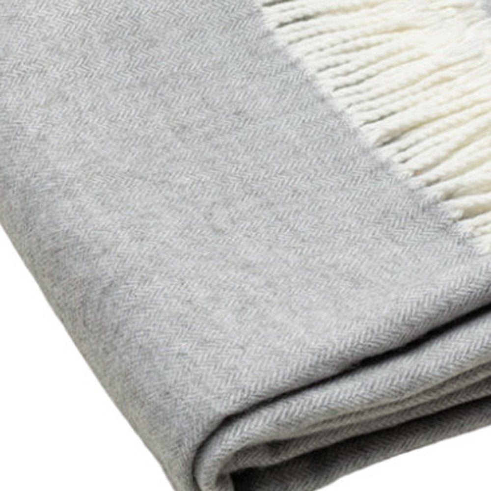 60" X 50" Light Gray Herringbone Plush Throw Blanket