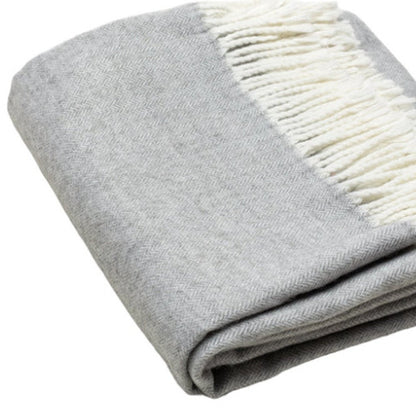 60" X 50" Light Gray Herringbone Plush Throw Blanket