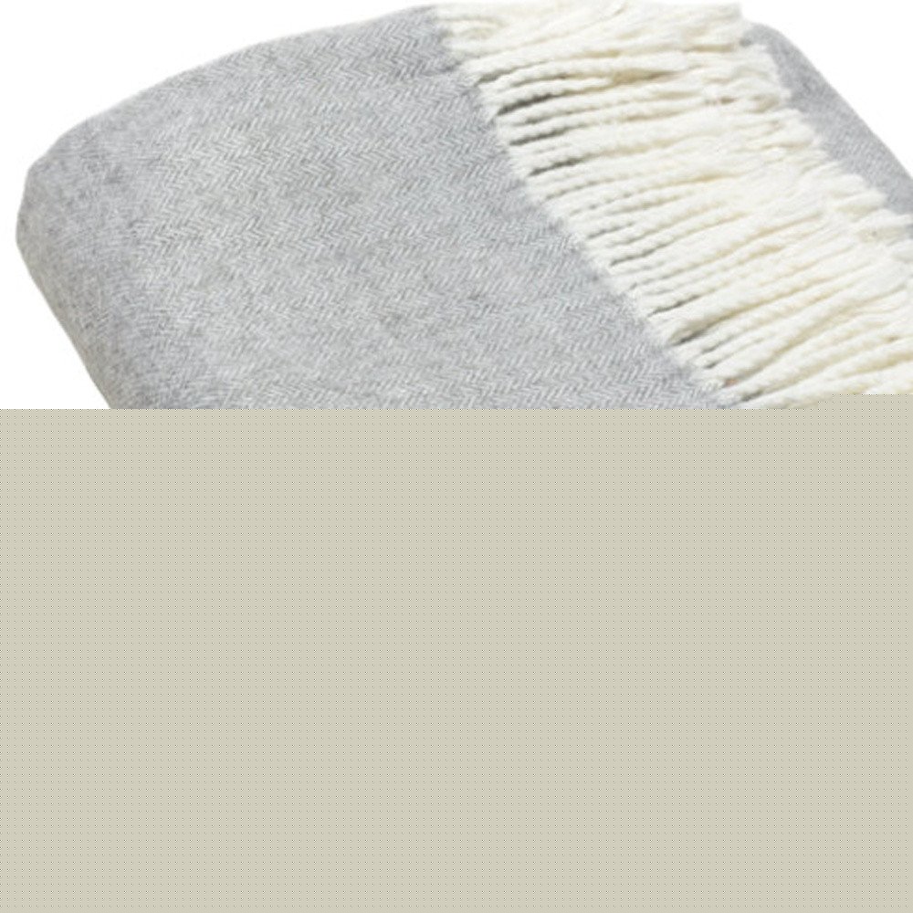 Light Gray Soft Acrylic Herringbone Throw Blanket