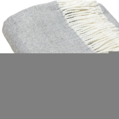 Light Gray Soft Acrylic Herringbone Throw Blanket