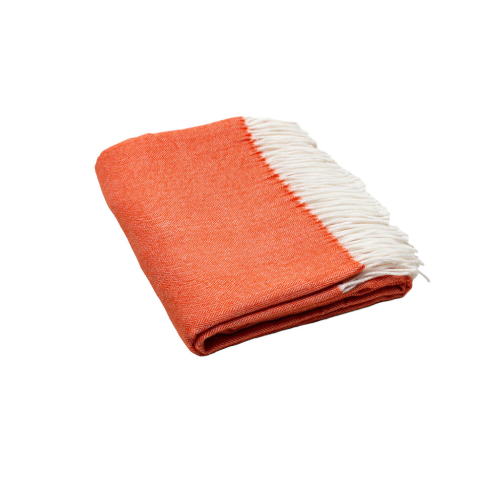 Dark Orange Soft Acrylic Herringbone Throw Blanket