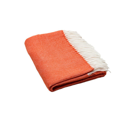 50" X 60" Orange And White Woven Herringbone Plush Throw Blanket
