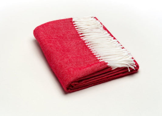 50" X 60" Red And White Woven Herringbone Plush Throw Blanket