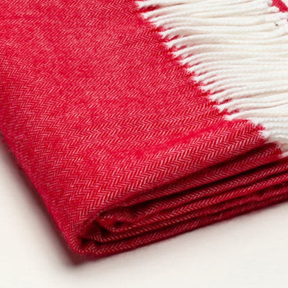50" X 60" Red And White Woven Herringbone Plush Throw Blanket
