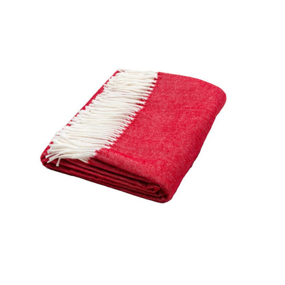 50" X 60" Red And White Woven Herringbone Plush Throw Blanket