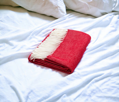 Scarlet Red Soft Acrylic Herringbone Throw Blanket