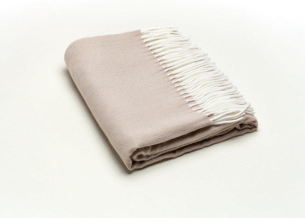 50" X 60" Light Brown Woven Herringbone Plush Throw Blanket with Tassels
