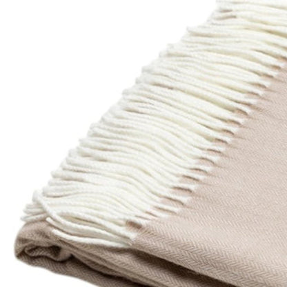 50" X 60" Light Brown Woven Herringbone Plush Throw Blanket with Tassels