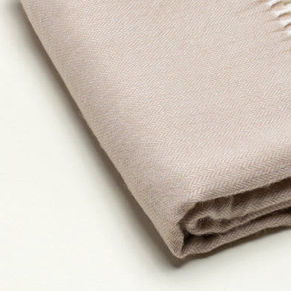 50" X 60" Light Brown Woven Herringbone Plush Throw Blanket with Tassels