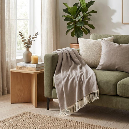 50" X 60" Taupe Woven Herringbone Plush Throw Blanket