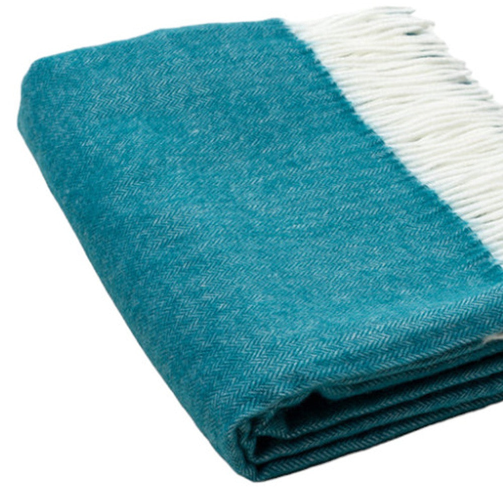 Dark Teal Soft Acrylic Herringbone Throw Blanket