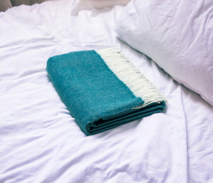 Dark Teal Soft Acrylic Herringbone Throw Blanket