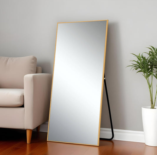 71" Gold Metal Framed Standing Mirror