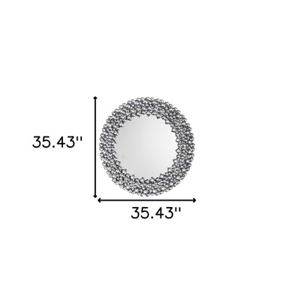 Round Diamond Jeweled Wall Mirror