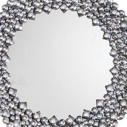 Round Diamond Jeweled Wall Mirror