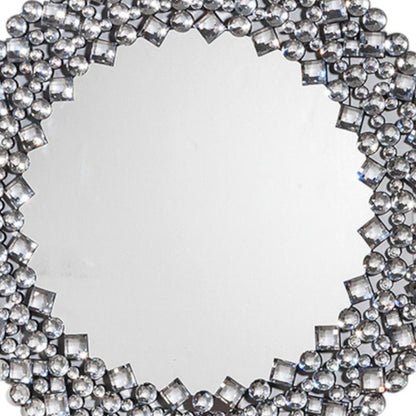 35" Round Faux Crystal Framed Venetian Accent Mirror