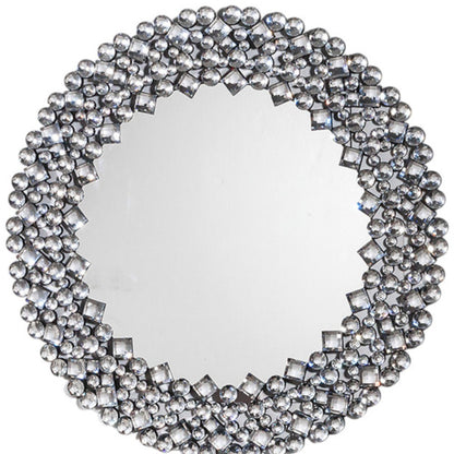 Round Diamond Jeweled Wall Mirror