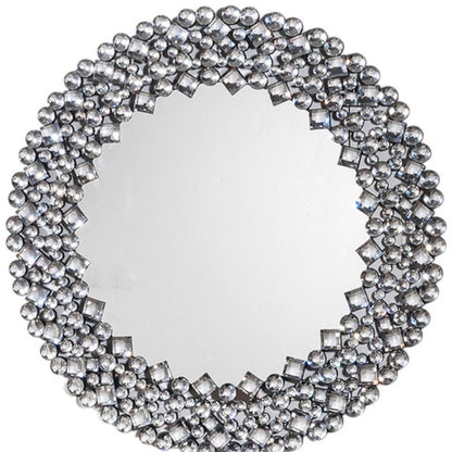 35" Round Faux Crystal Framed Venetian Accent Mirror